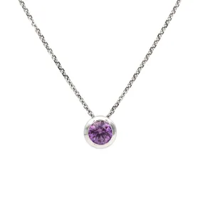 14K White Gold and Pink Sapphire Slide Pendant