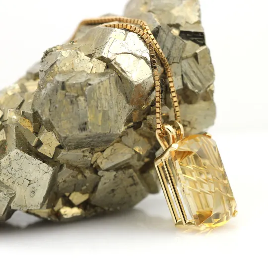 14K Yellow Gold Custom-Cut Citrine Pendant