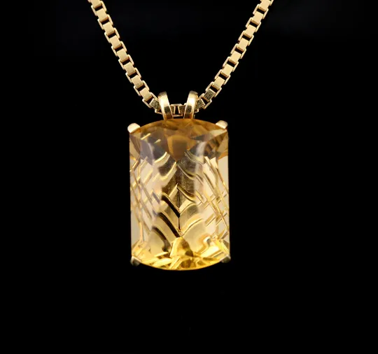 14K Yellow Gold Custom-Cut Citrine Pendant
