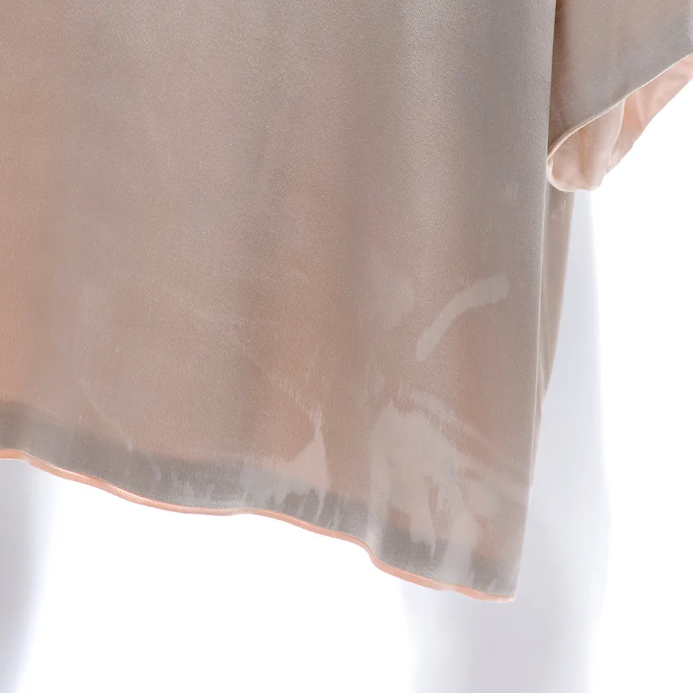 1920s Peach & Gray Silk Satin Reversible Kimono Robe w/ Spiderweb & Bee Design