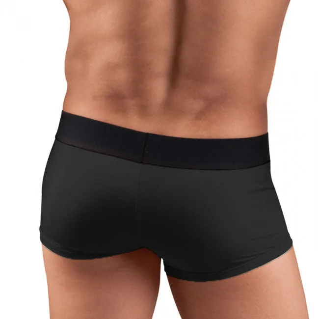 [2 Pack] Papi Cool Solid Brazilian Trunk Microfiber Boxer Brief Underwear Black Red 626161 Size M