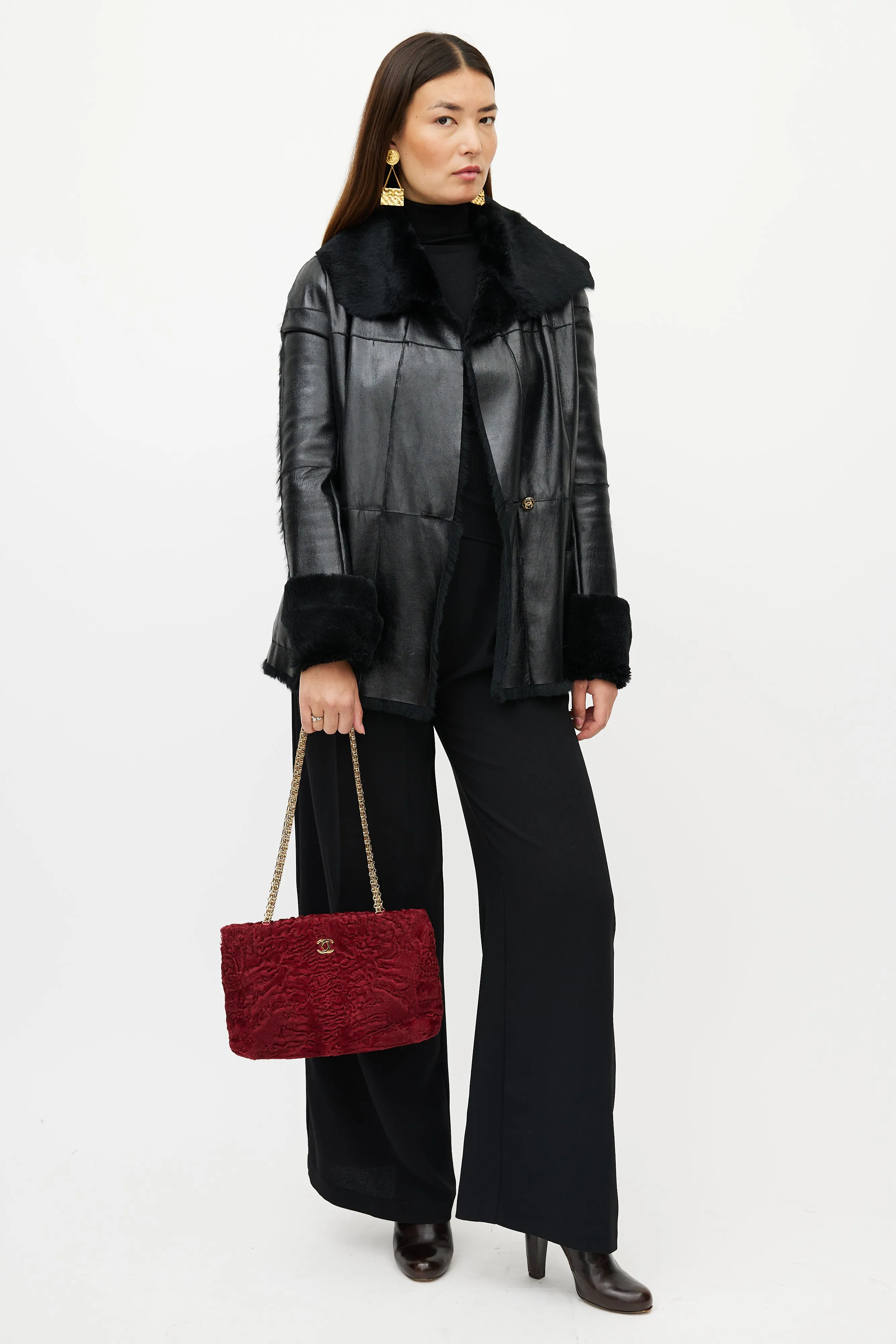 2000 Red & Gold Fur Bag