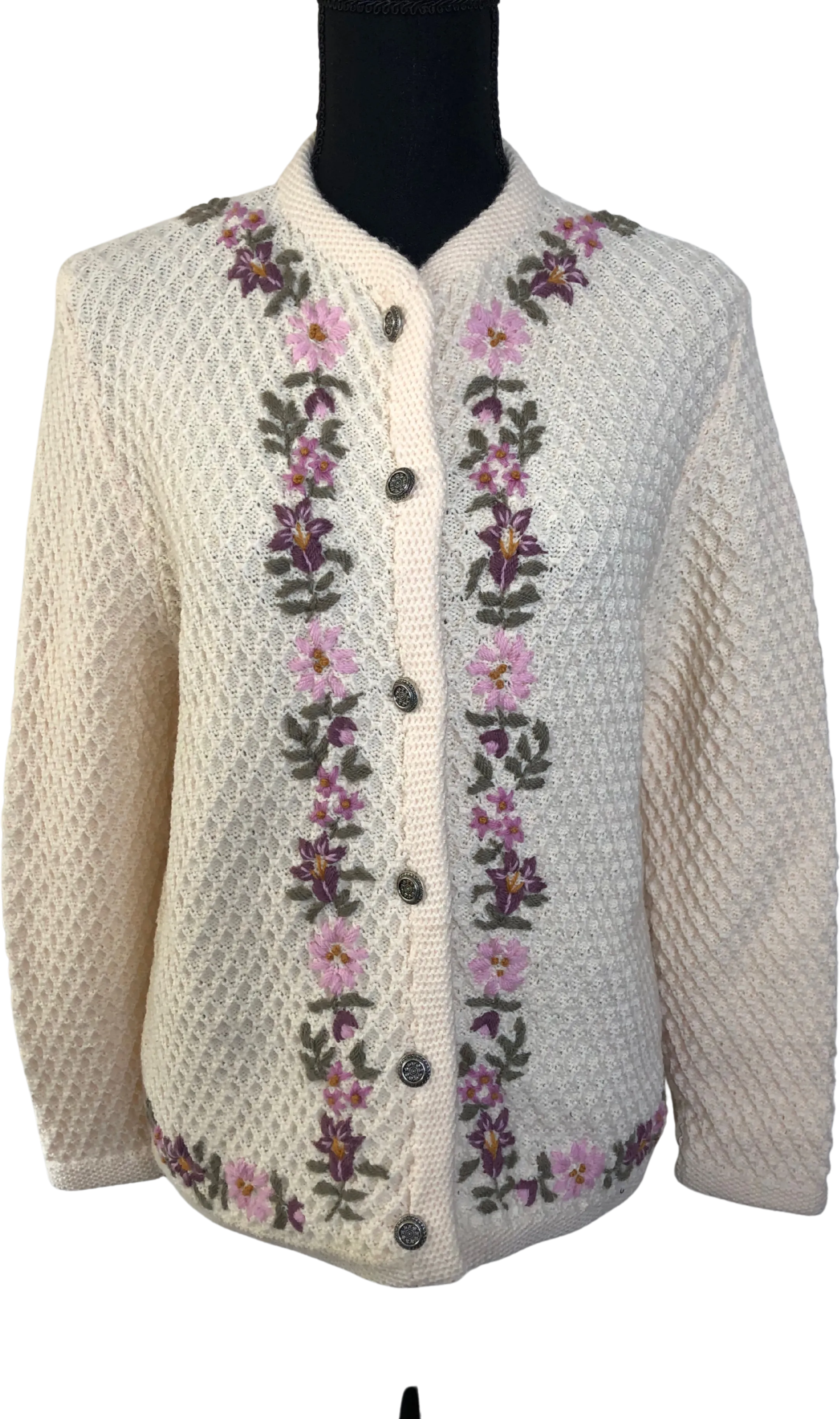 '80’s Floral Embroidered Grannycore Cardigan