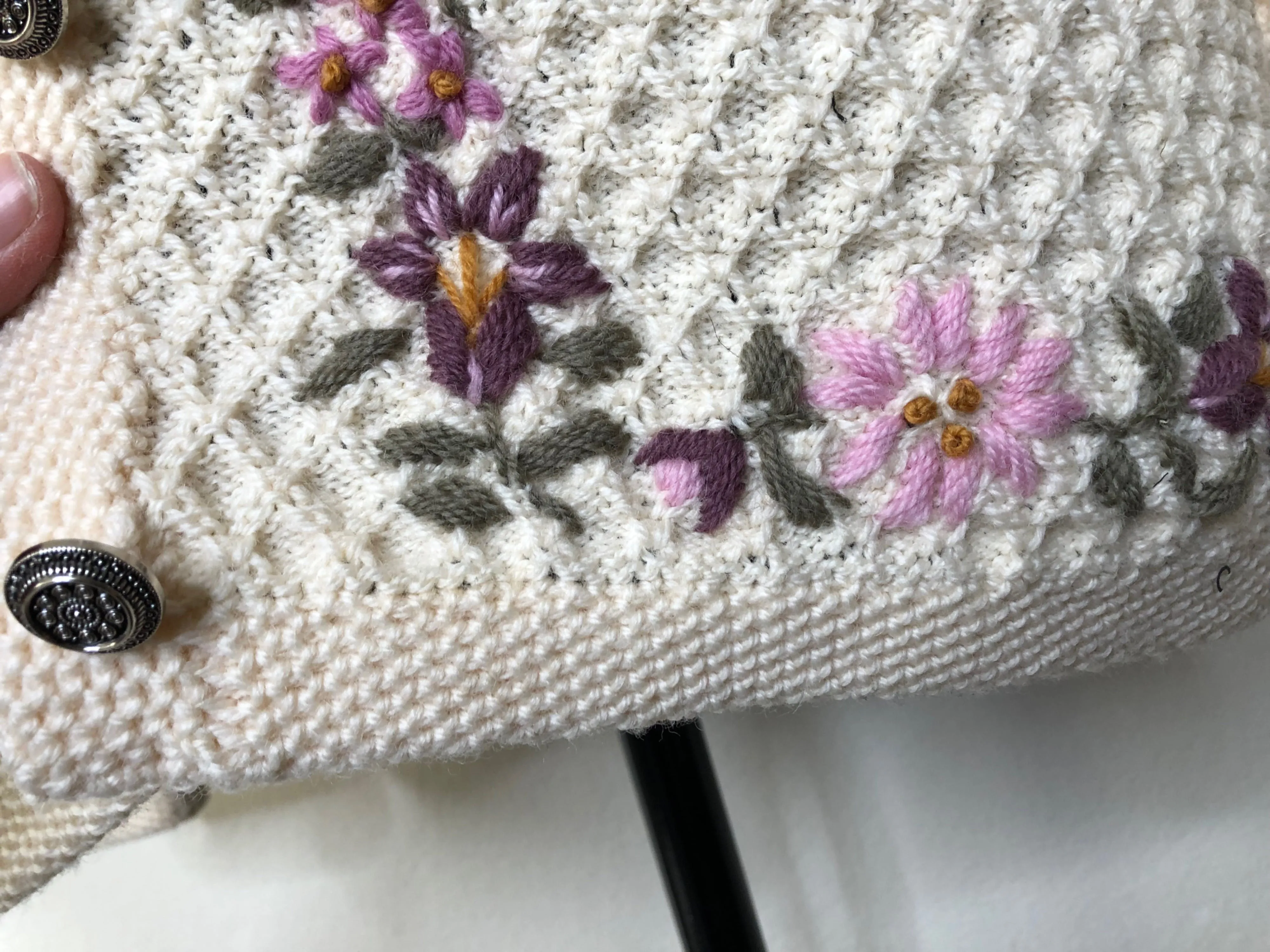 '80’s Floral Embroidered Grannycore Cardigan