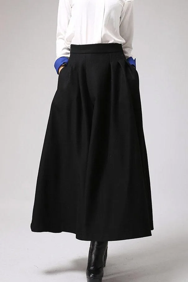 A Line long Maxi Wool Skirt 1091#