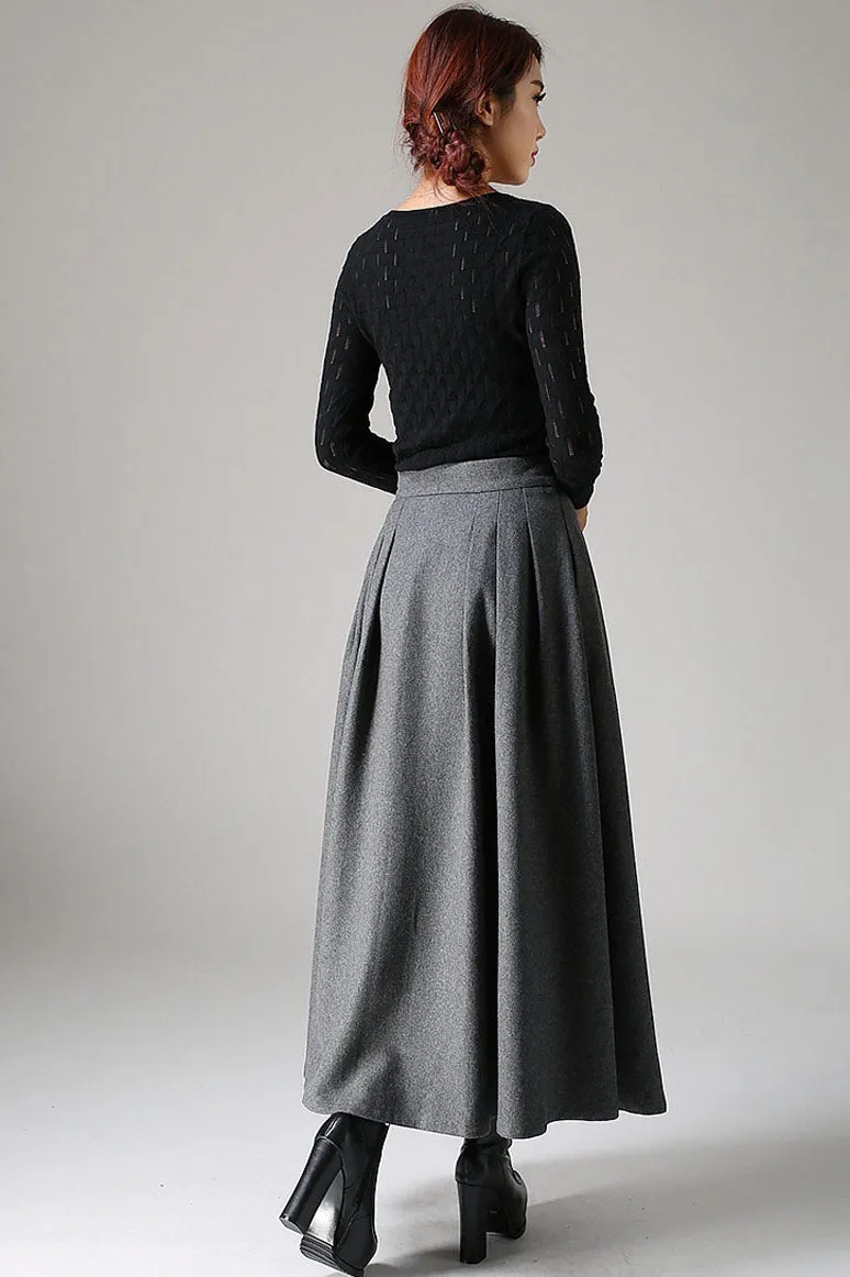 A Line long Maxi Wool Skirt 1091#
