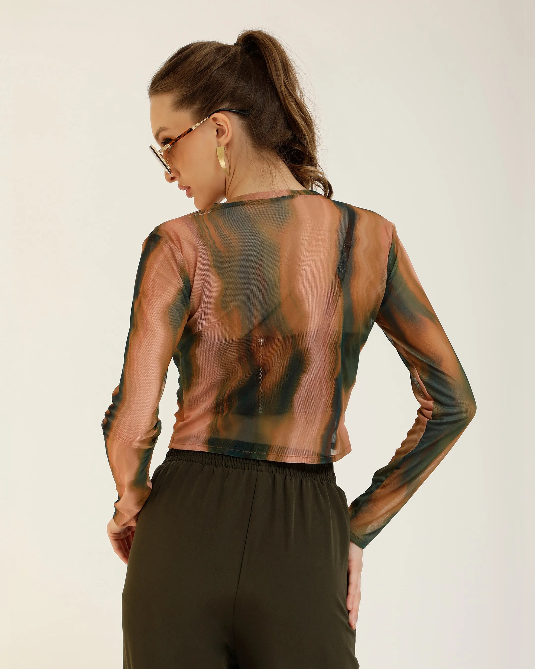 ABSTRACT PRINT FITTED TOP
