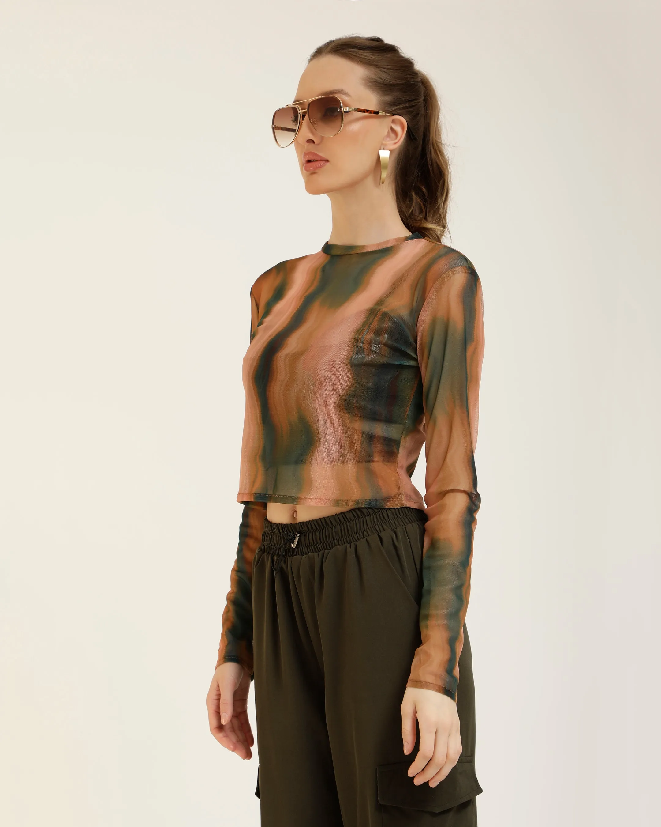 ABSTRACT PRINT FITTED TOP