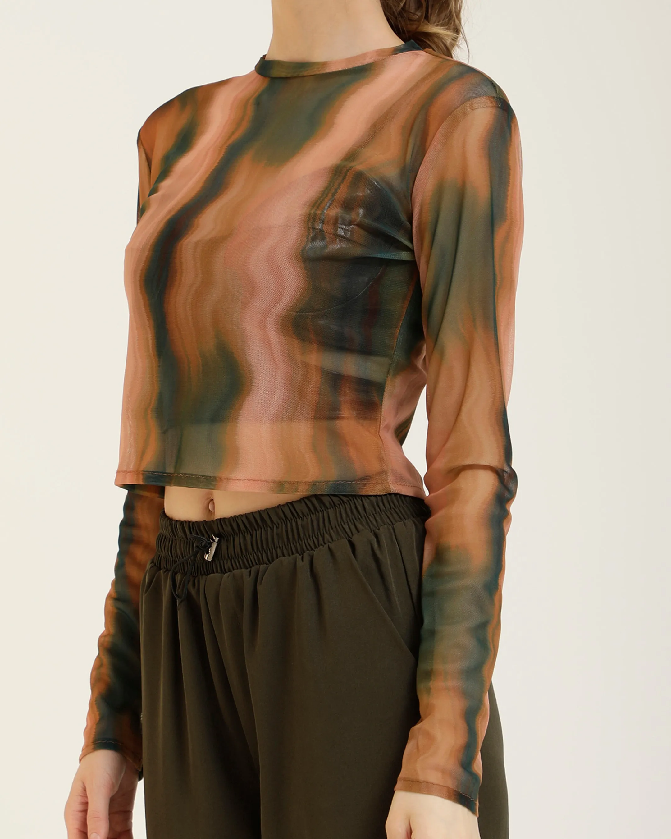 ABSTRACT PRINT FITTED TOP