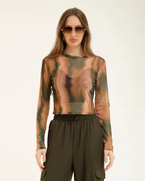 ABSTRACT PRINT FITTED TOP