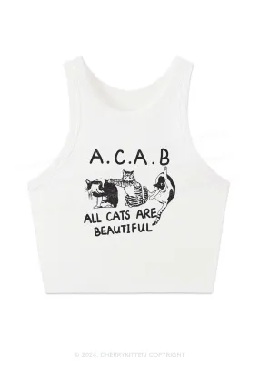 ACAB Cats Y2K Crop Tank Top Cherrykitten
