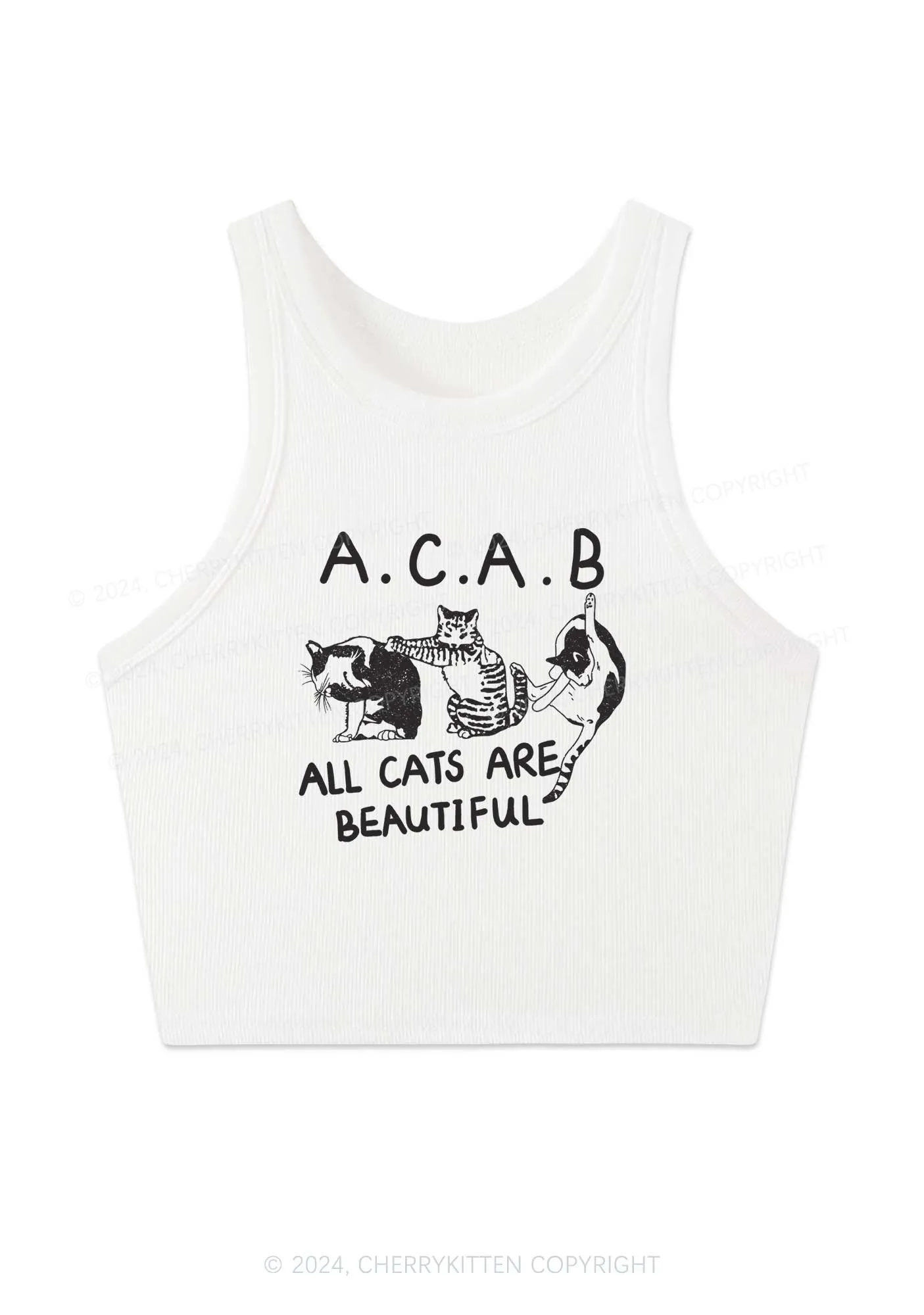 ACAB Cats Y2K Crop Tank Top Cherrykitten