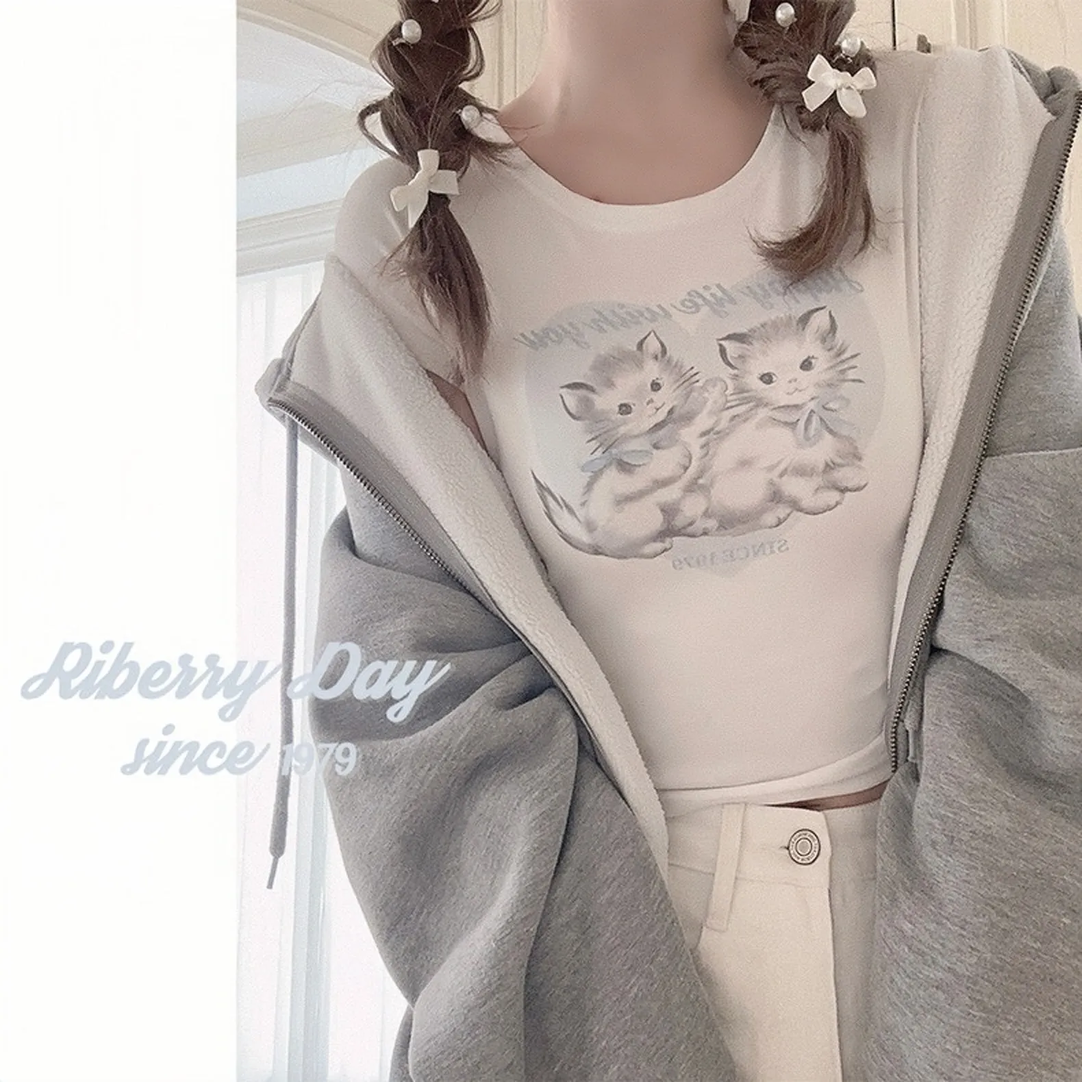 Angel Kitty Cotton Crop top