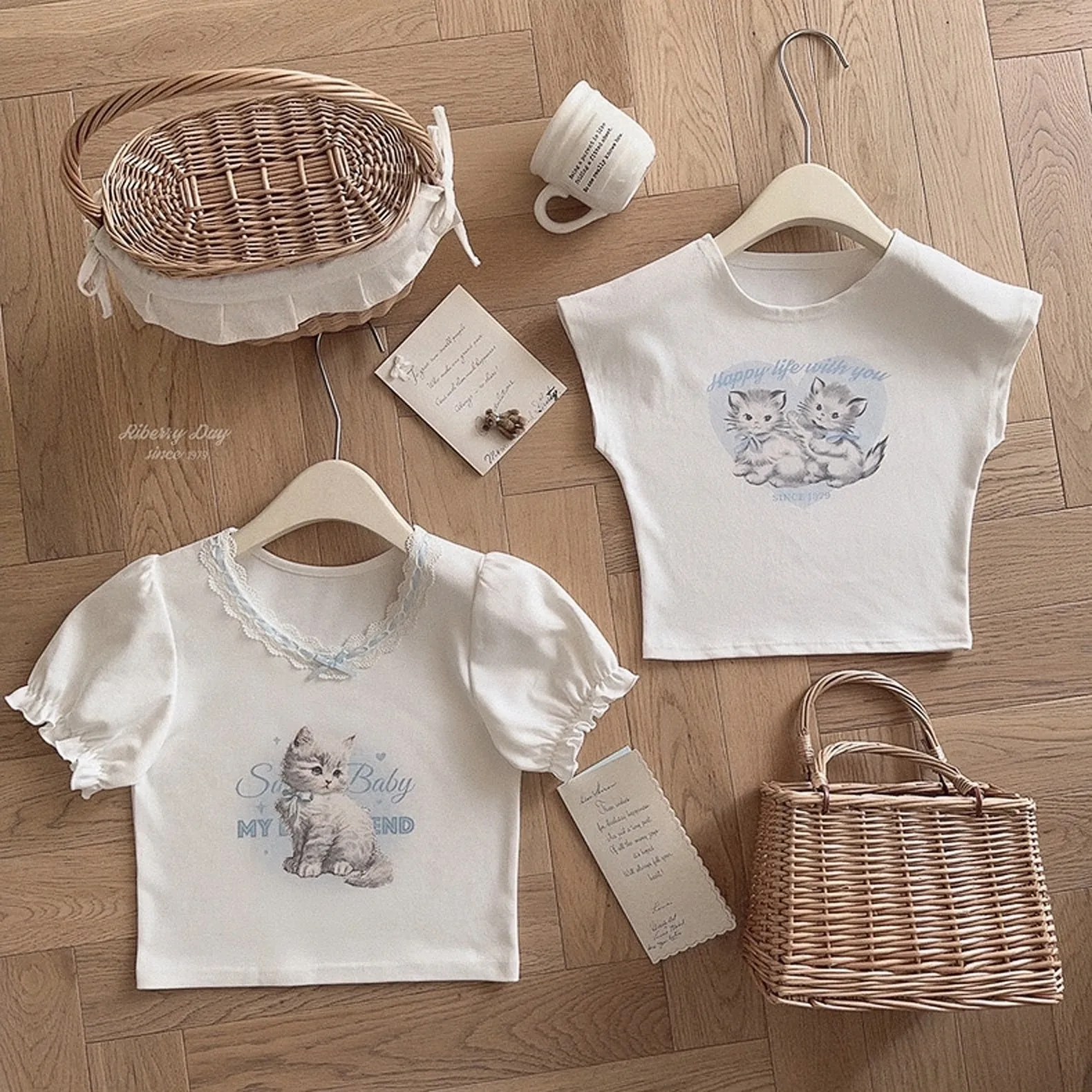 Angel Kitty Cotton Crop top
