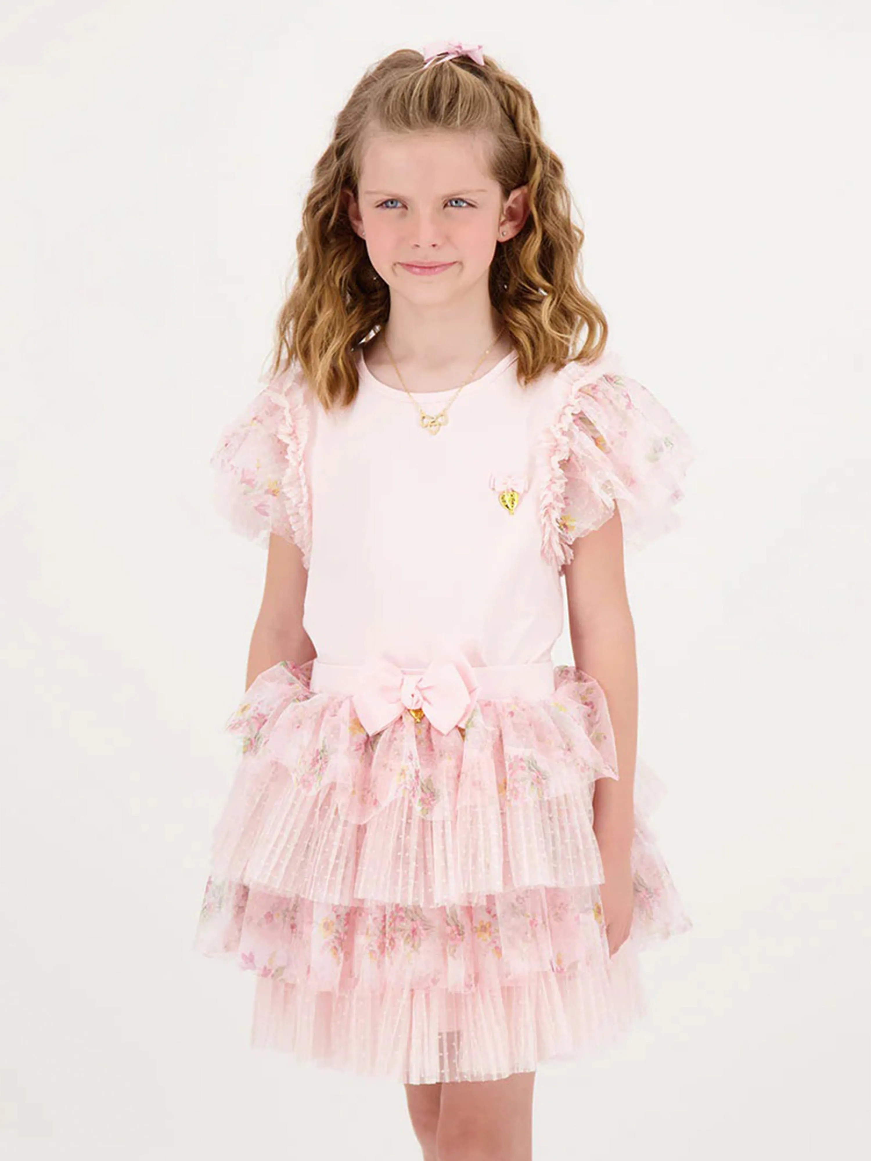 Angels Face Girls Larisa Floral Top  in Pink