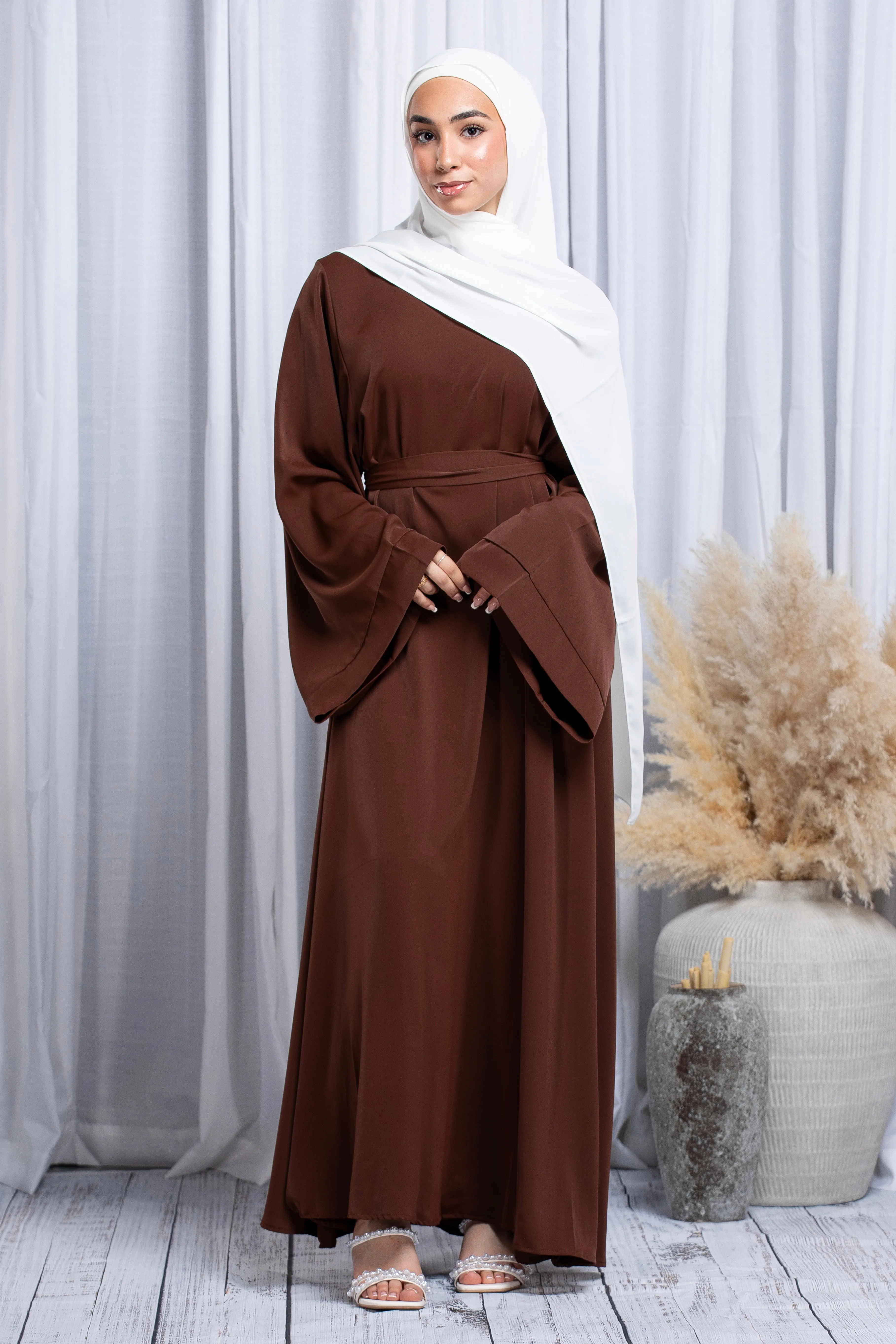 Anisa Plain Abaya (Wide Sleeve) - Coffee
