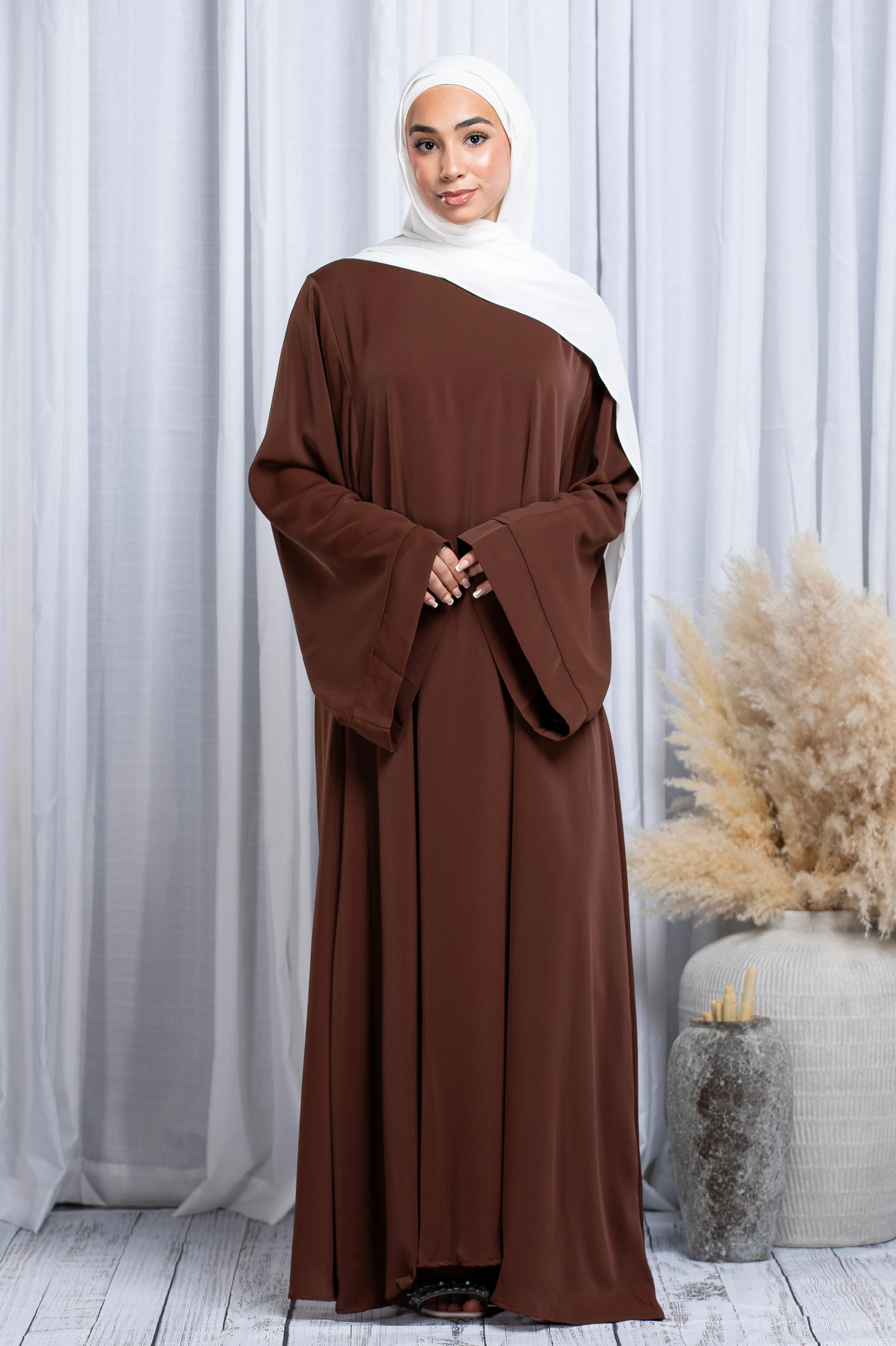Anisa Plain Abaya (Wide Sleeve) - Coffee