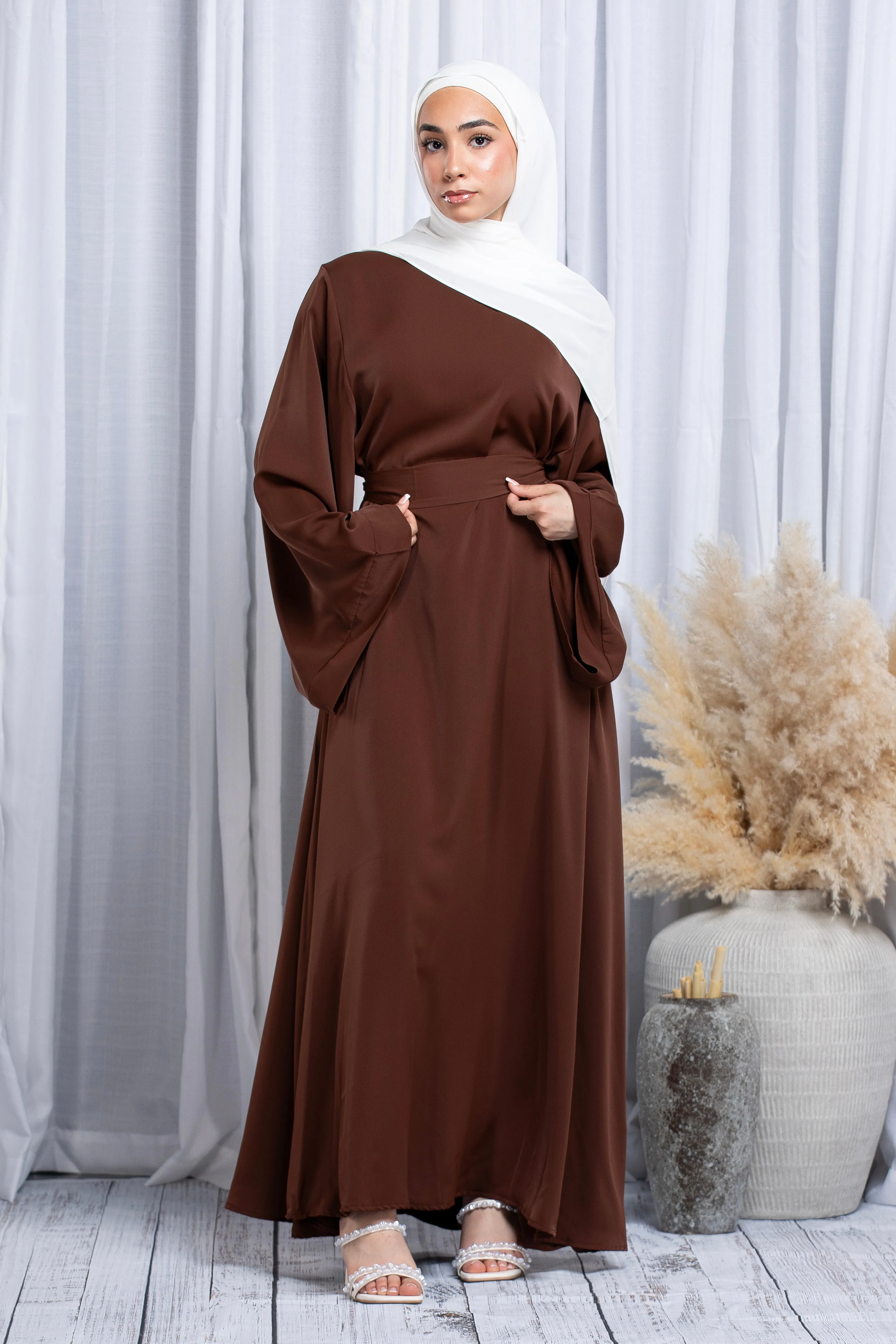 Anisa Plain Abaya (Wide Sleeve) - Coffee