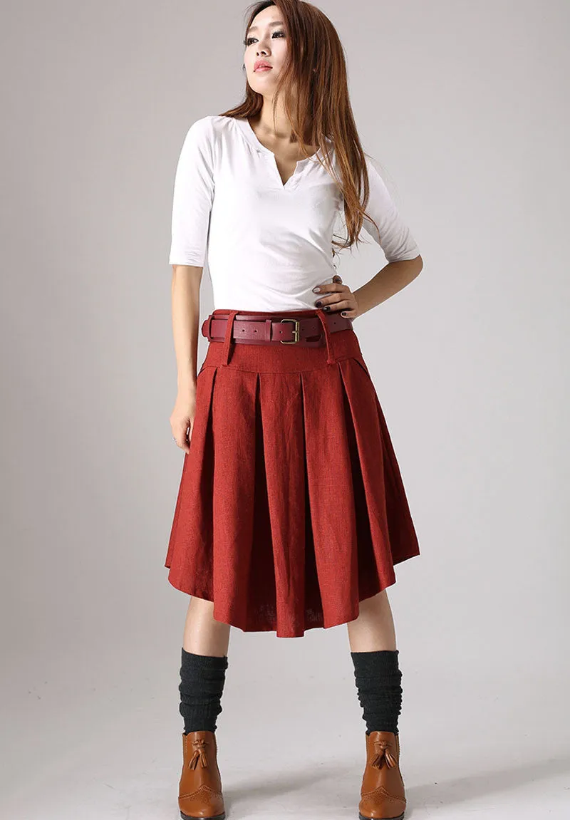 Asymmetrical Pleated A line skirt  0852#