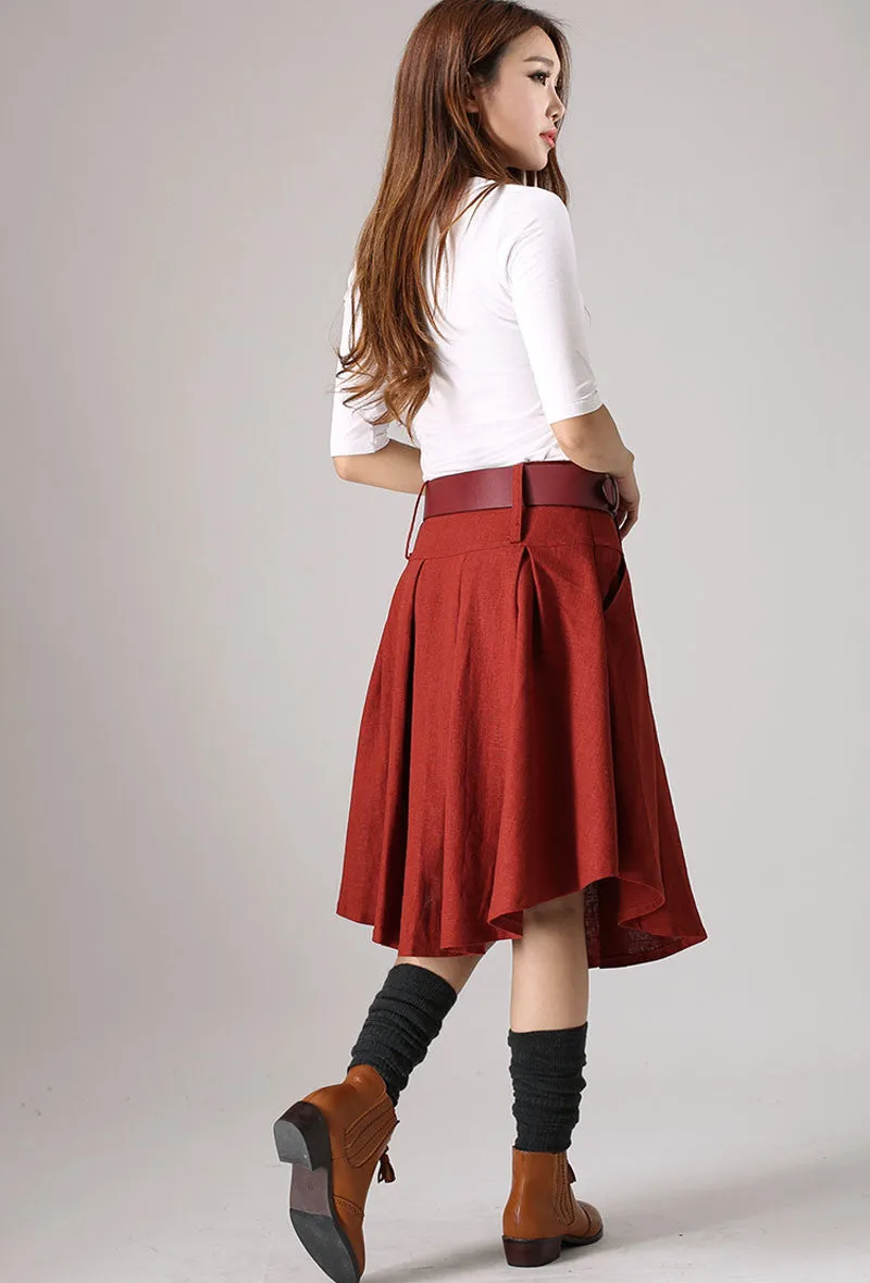 Asymmetrical Pleated A line skirt  0852#