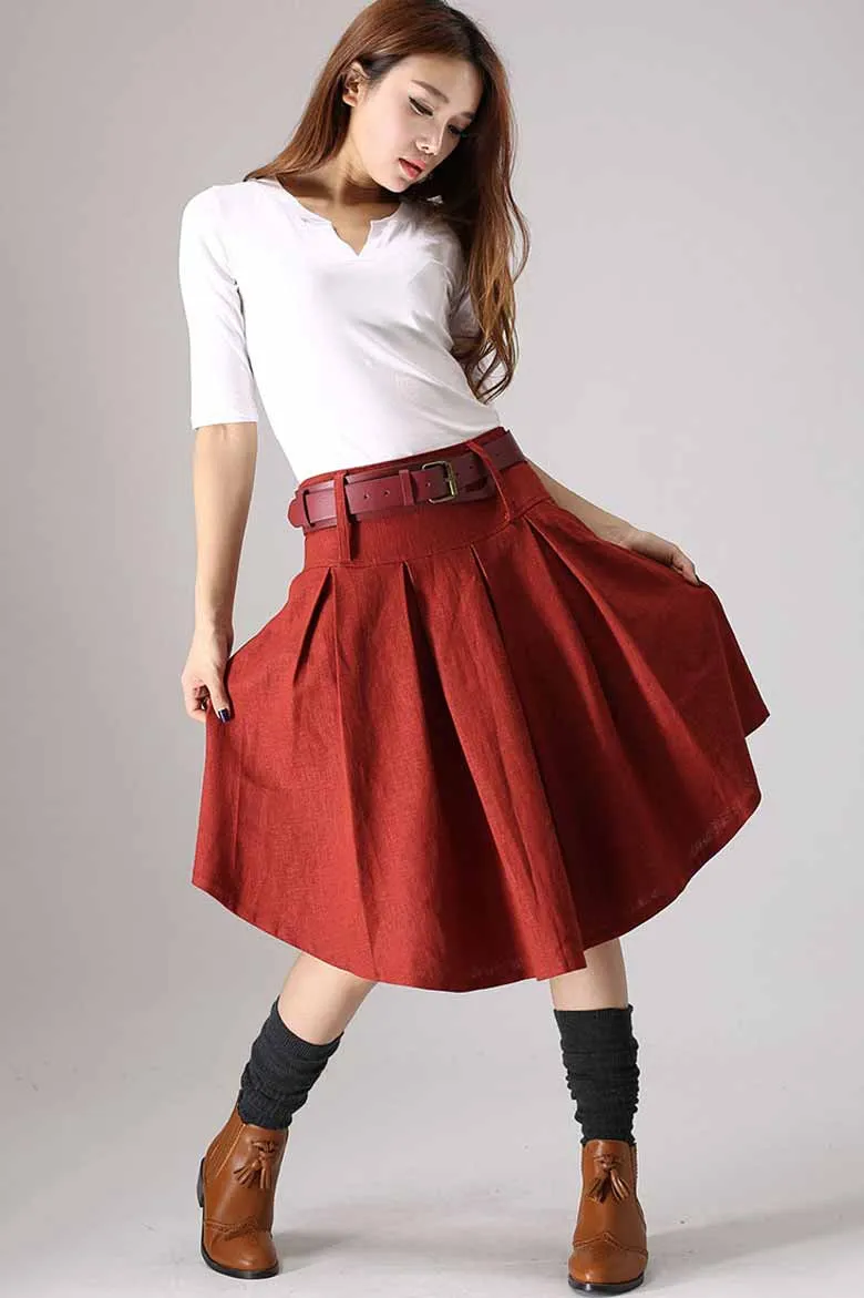 Asymmetrical Pleated A line skirt  0852#