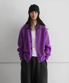 AURALEE BABY SURI ALPACA KNIT SHIRT CARDIGAN "PURPLE"