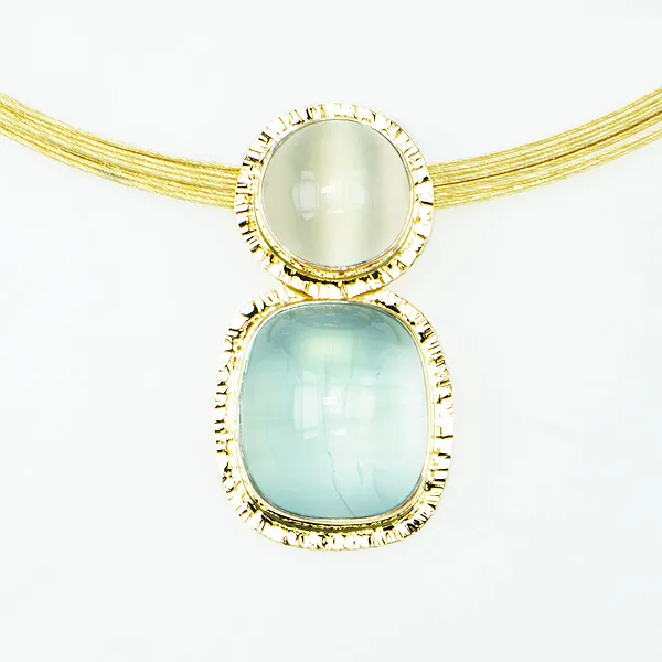 Baksa 14K Yellow Gold Aquamarine and Moonstone Pendant