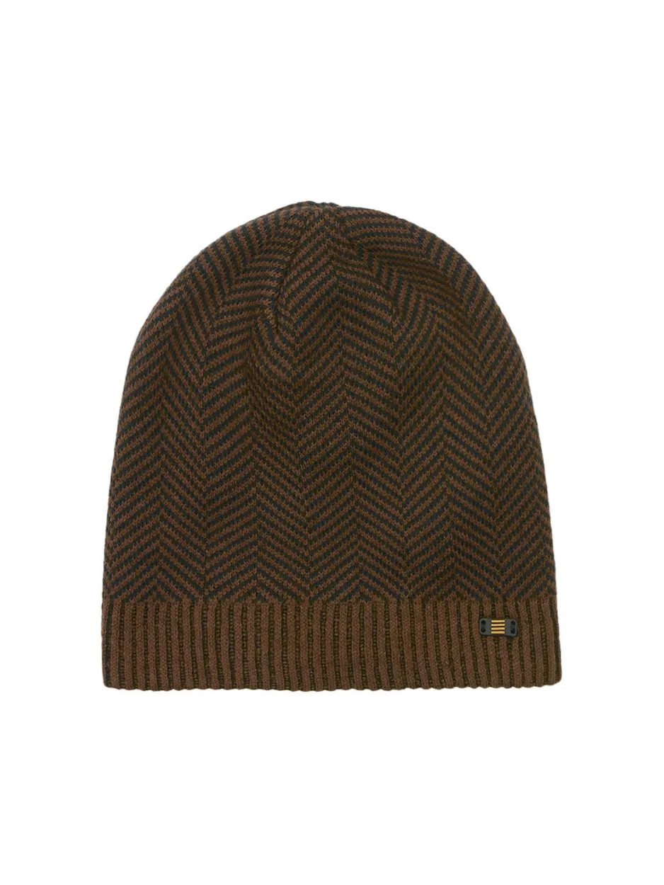 Beenie Zig Zag Jacquard Knit | Brown