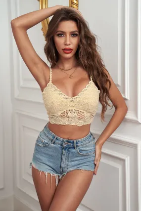 Beige Lace Sunrise Crop Bralette Top