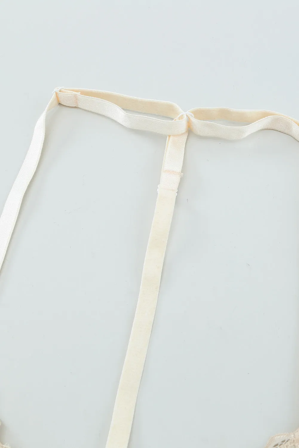 Beige Longline Lace T-back Bralette Top