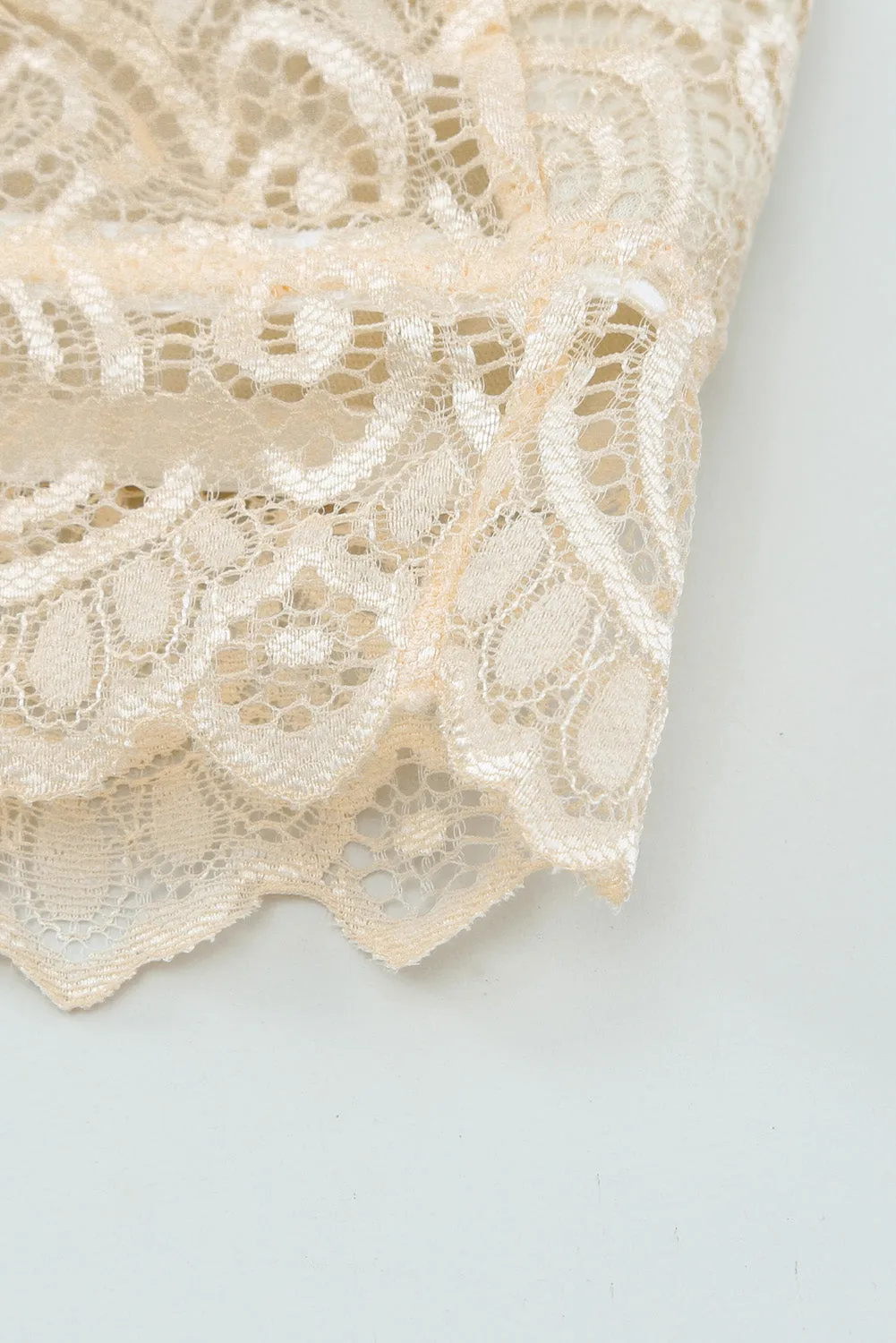Beige Longline Lace T-back Bralette Top