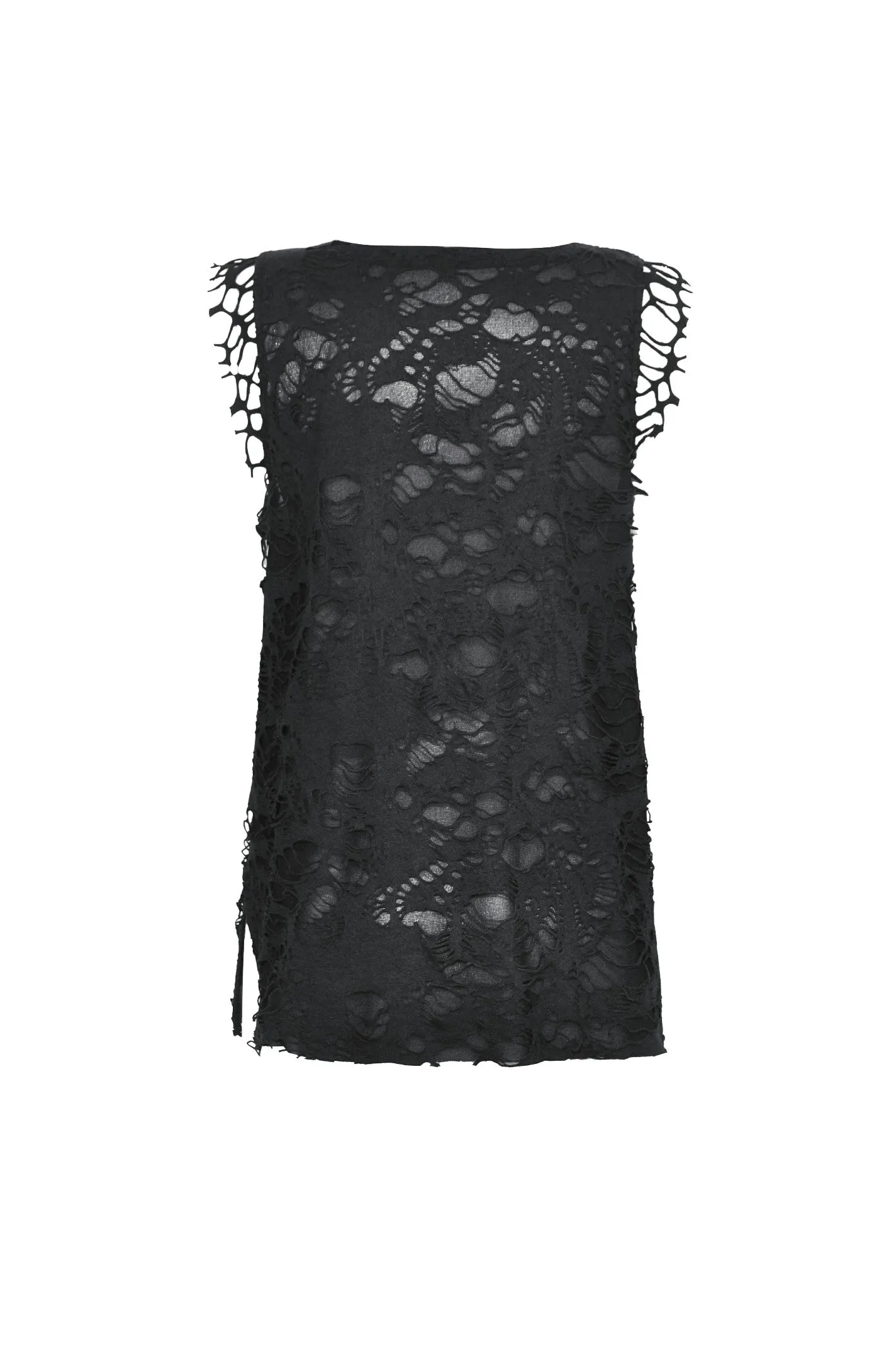Black Distressed Graphic Tank Top TW582