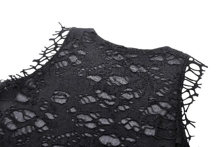 Black Distressed Graphic Tank Top TW582