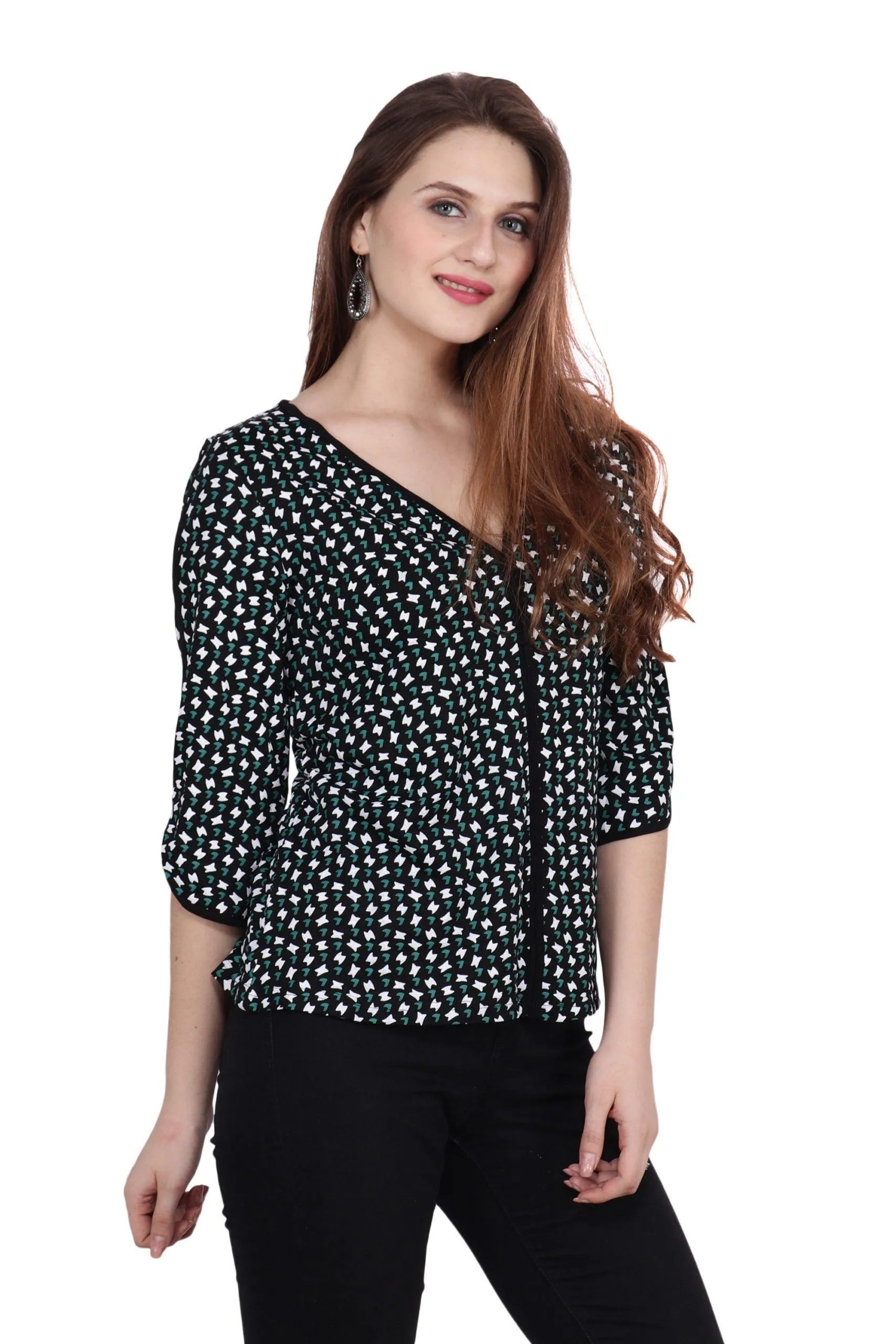 Black Graphic Printed Top