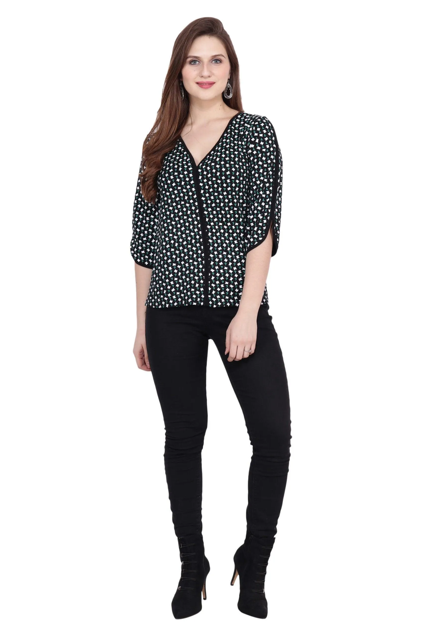 Black Graphic Printed Top