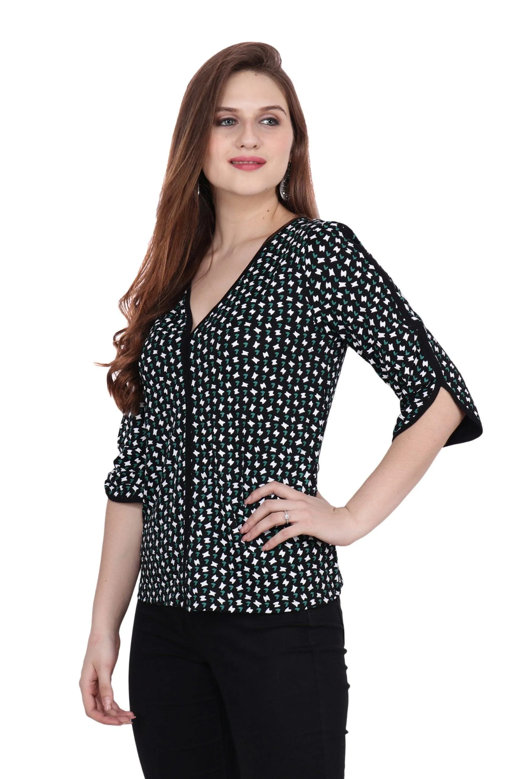 Black Graphic Printed Top