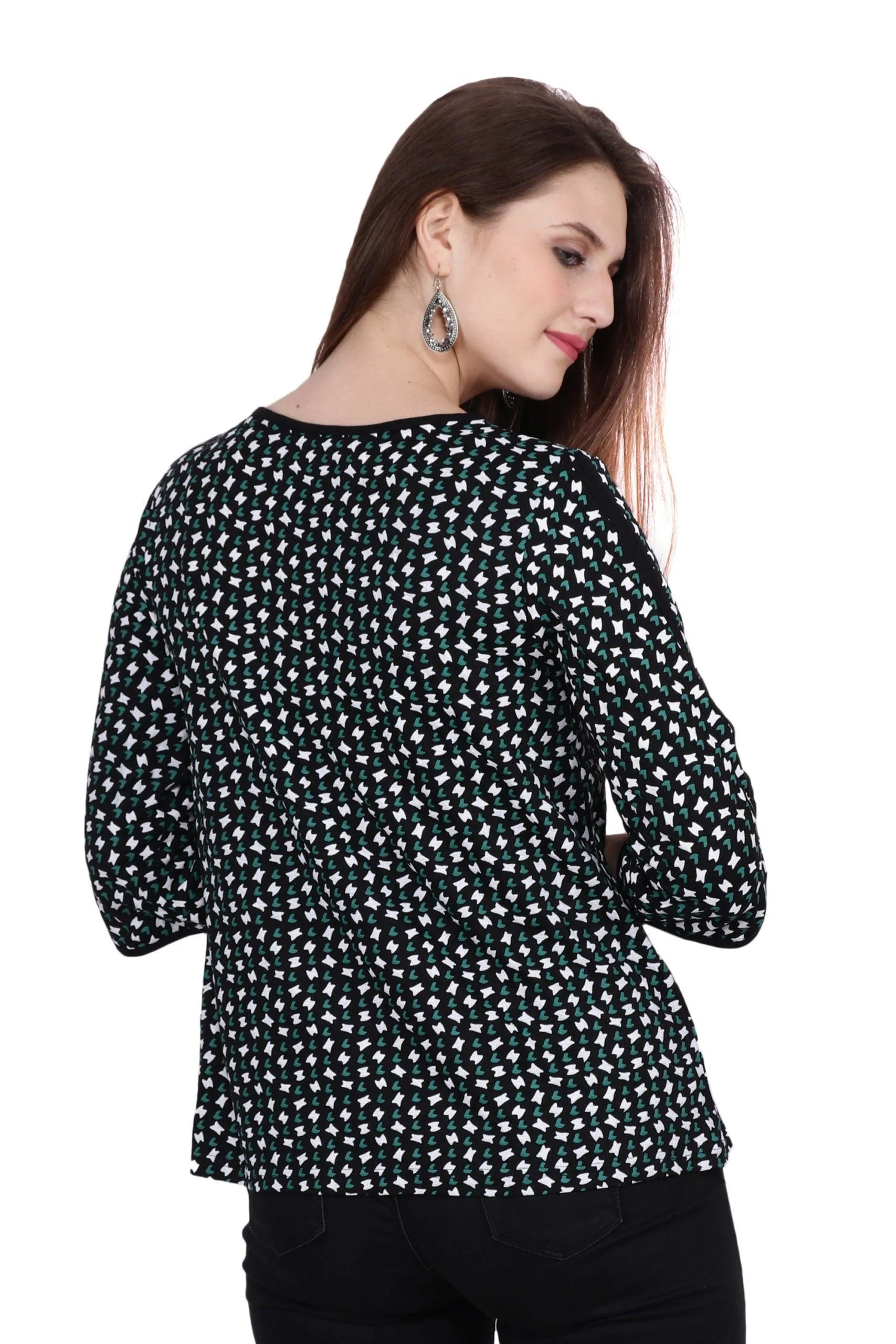 Black Graphic Printed Top