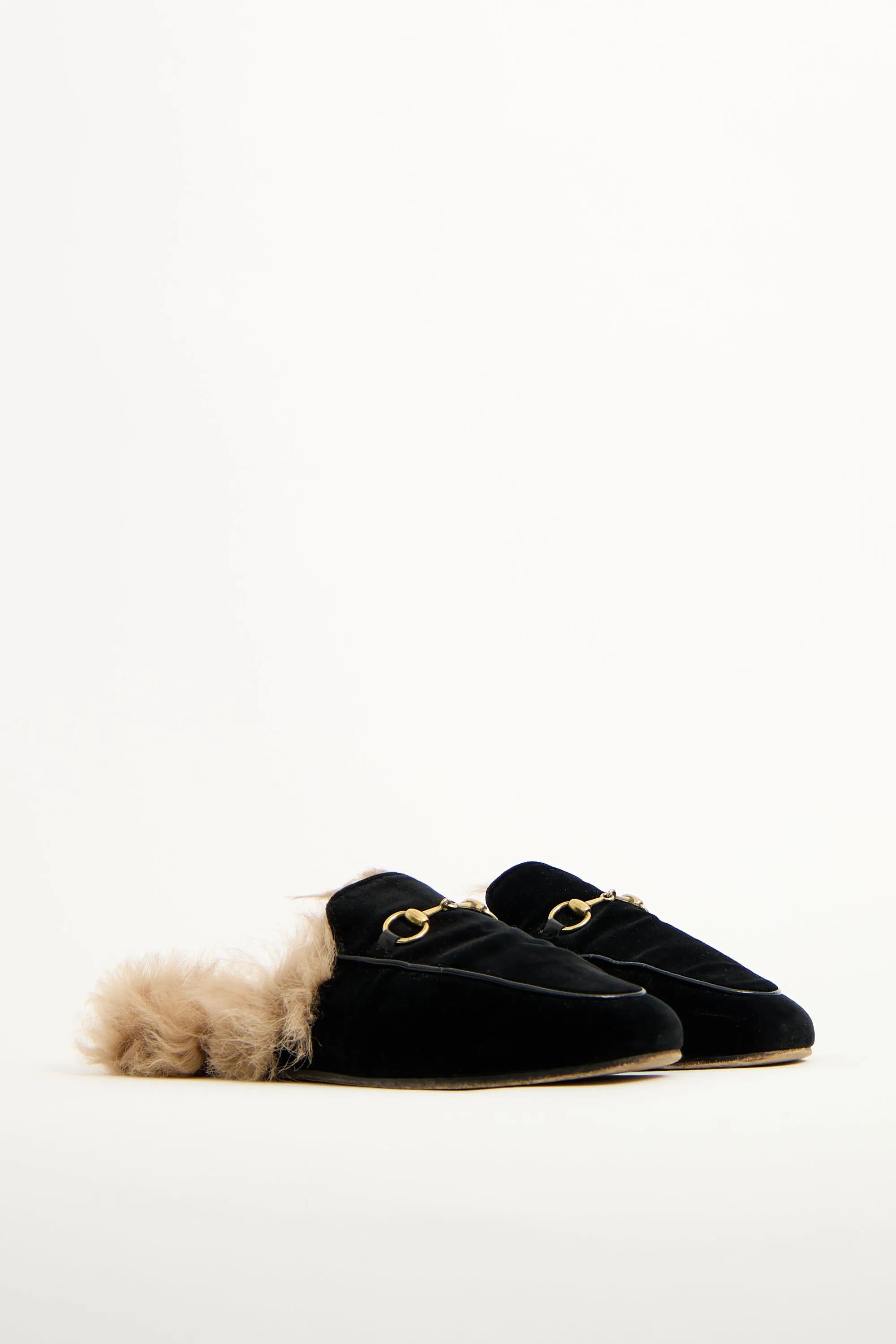 Black Velvet Fur Princetown Mule