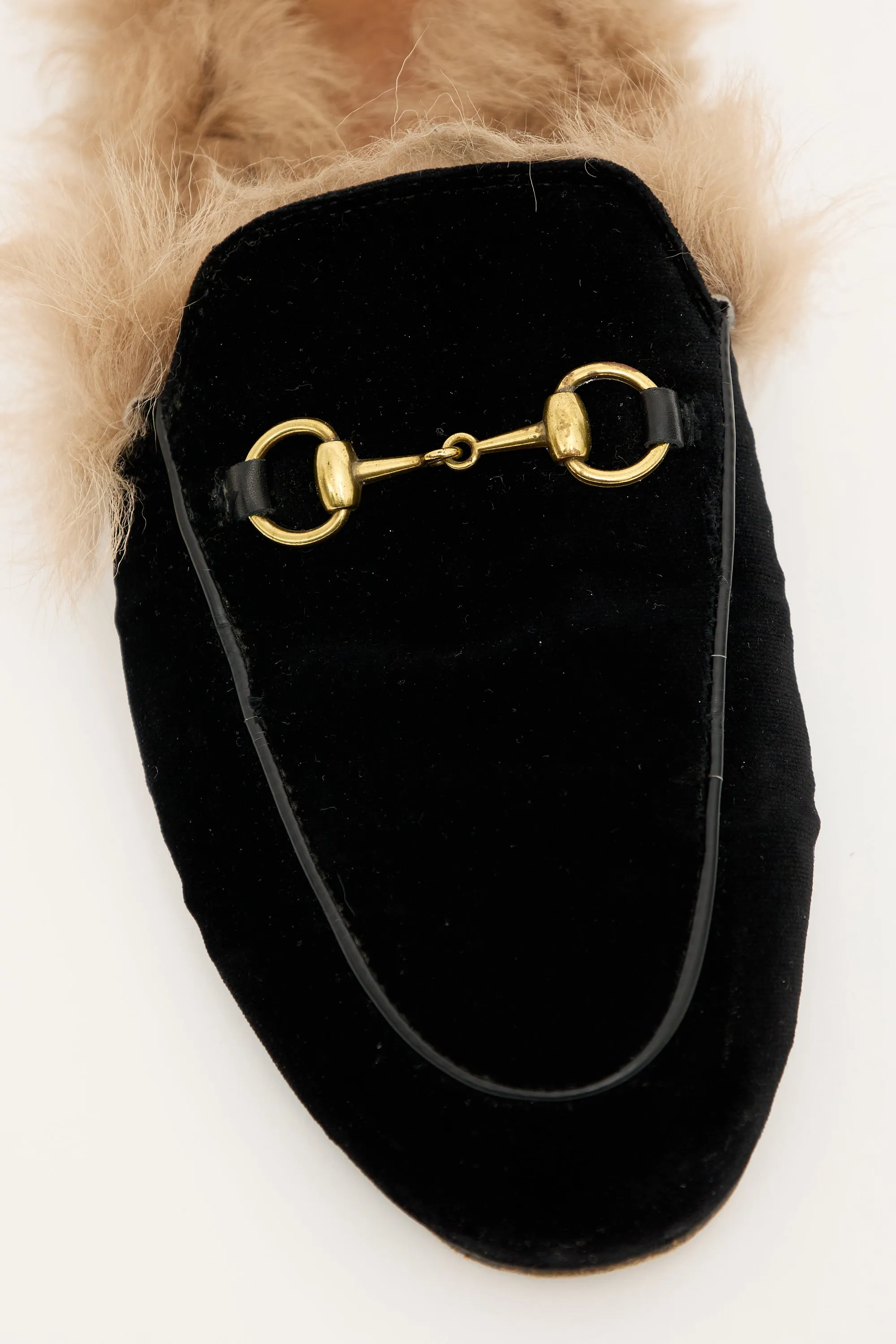 Black Velvet Fur Princetown Mule