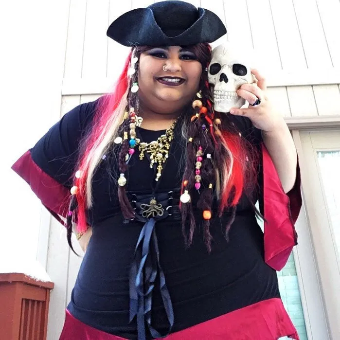 Buccaneer Pirate Costume with Treasure Top, Burgundy