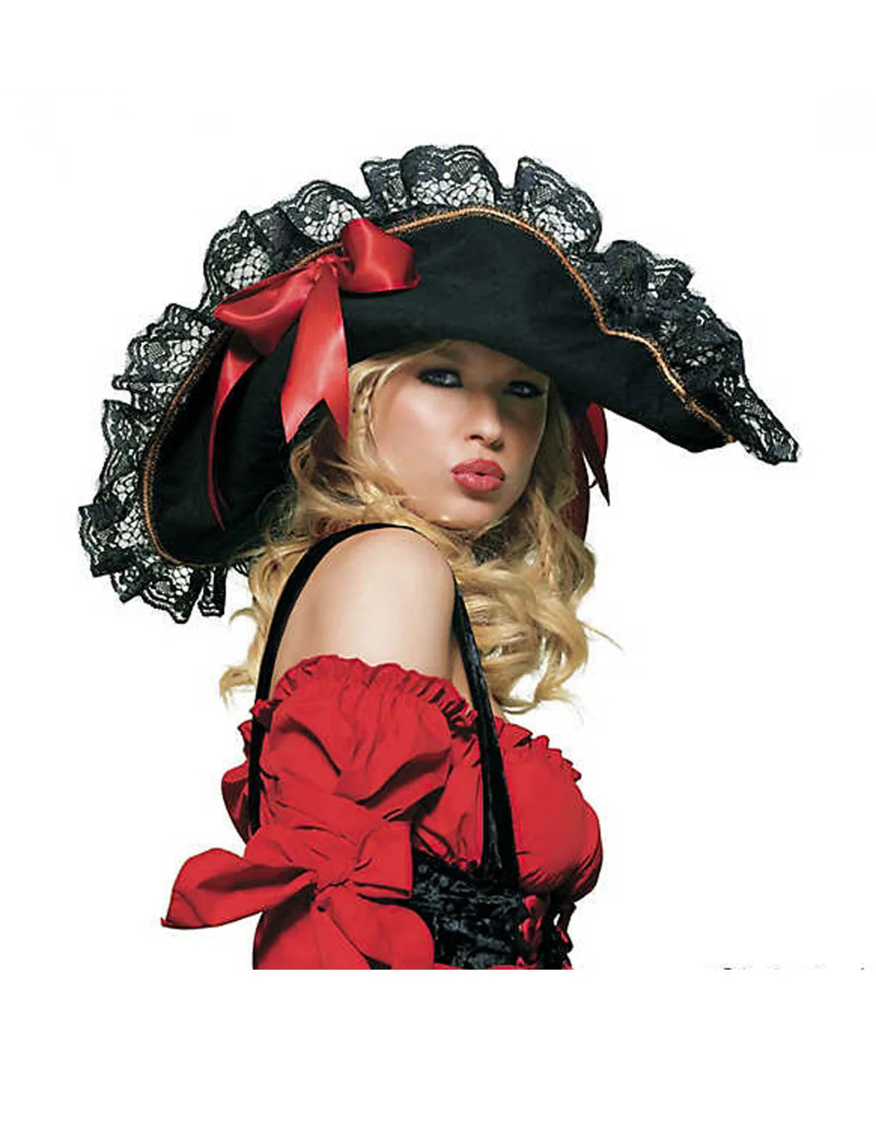 Buccaneer Pirate Costume with Treasure Top, Burgundy