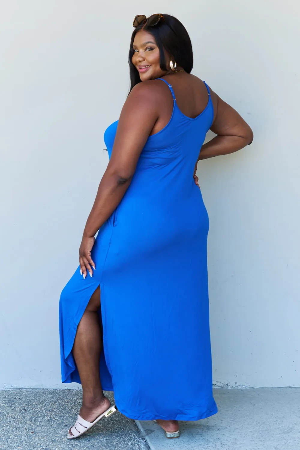 Cami Side Slit Maxi Dress in Royal Blue