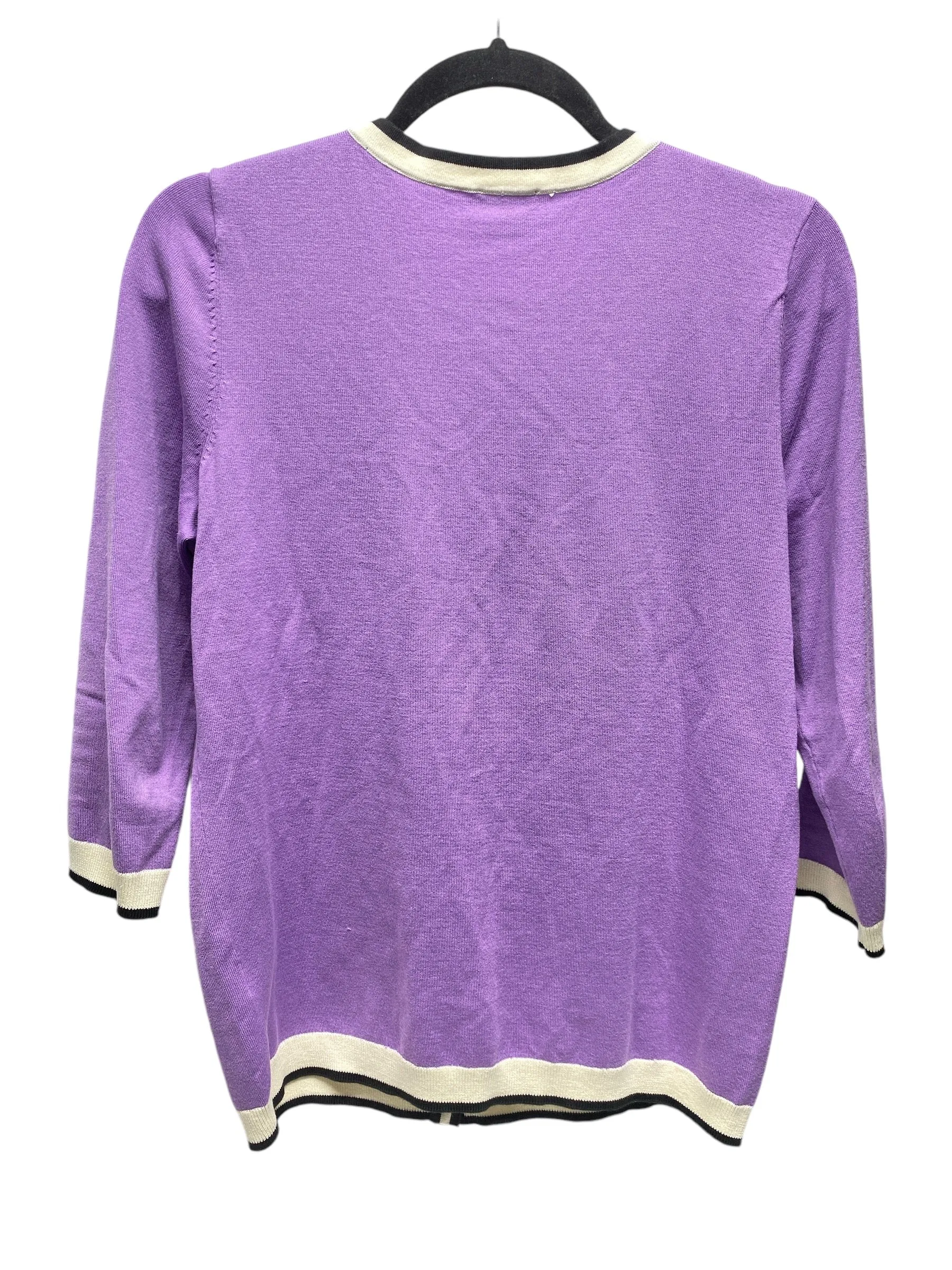 Cardigan By Talbots In Purple & White, Size: M