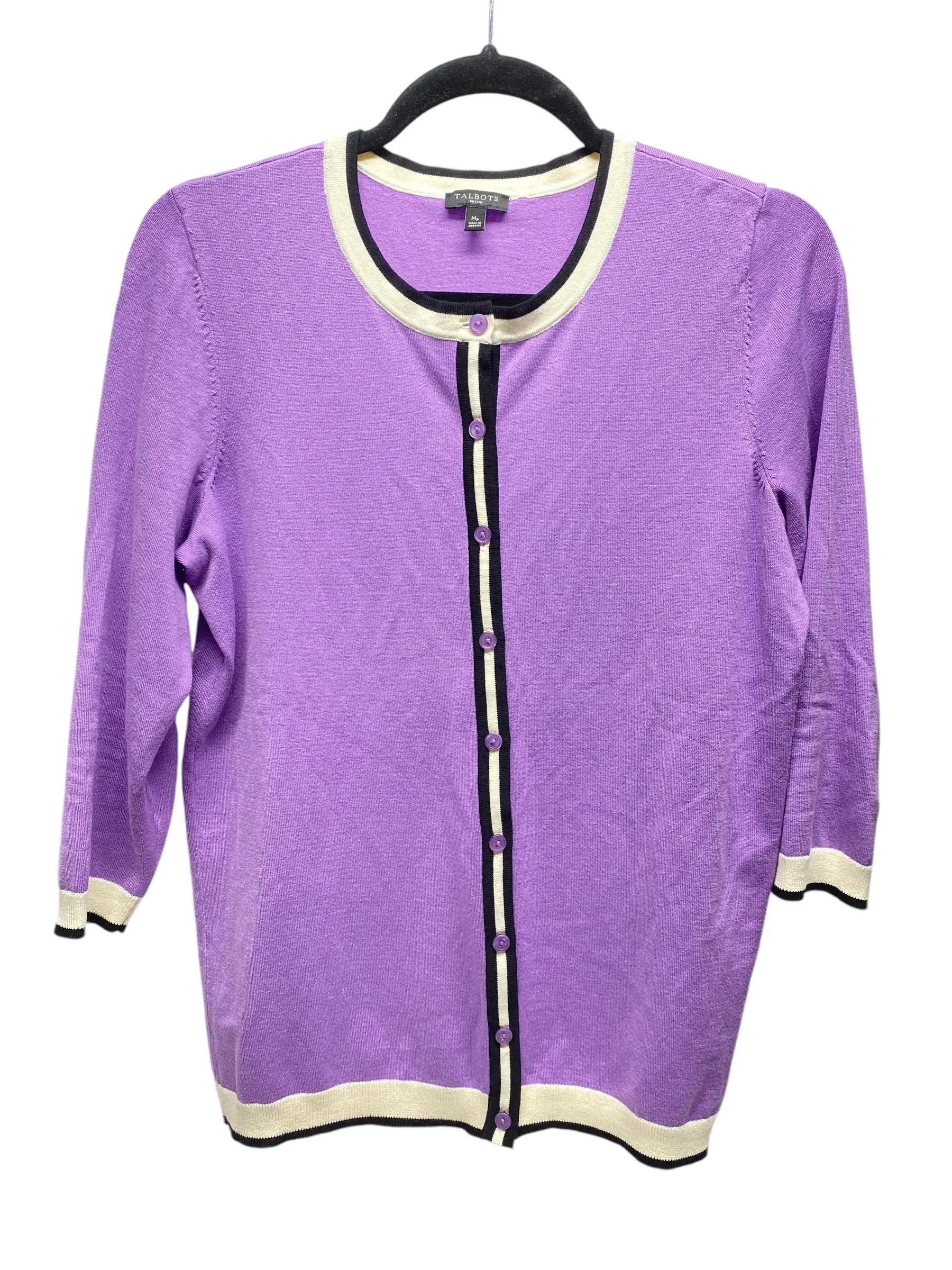 Cardigan By Talbots In Purple & White, Size: M