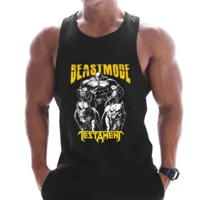Casual Printed Men Bodybuilding Sleeveless Shirt  Summer