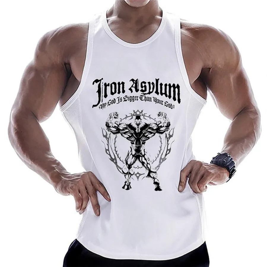 Casual Printed Men Bodybuilding Sleeveless Shirt  Summer