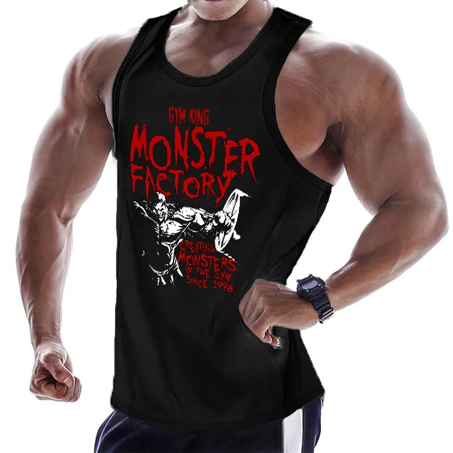 Casual Printed Men Bodybuilding Sleeveless Shirt  Summer