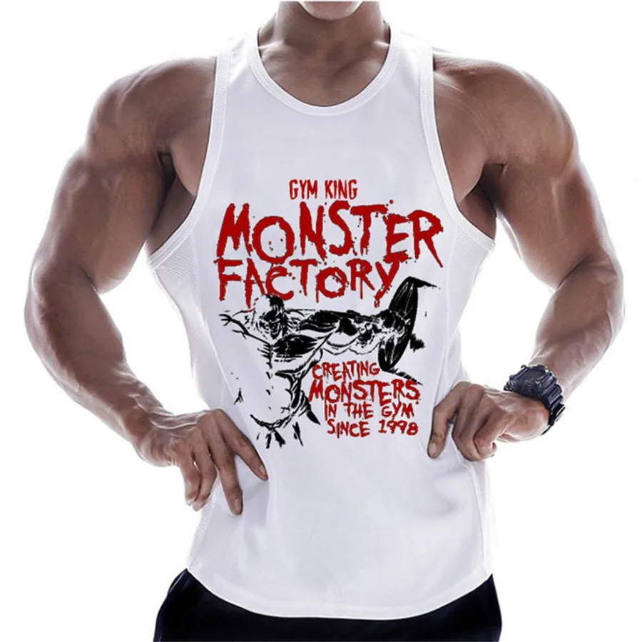 Casual Printed Men Bodybuilding Sleeveless Shirt  Summer