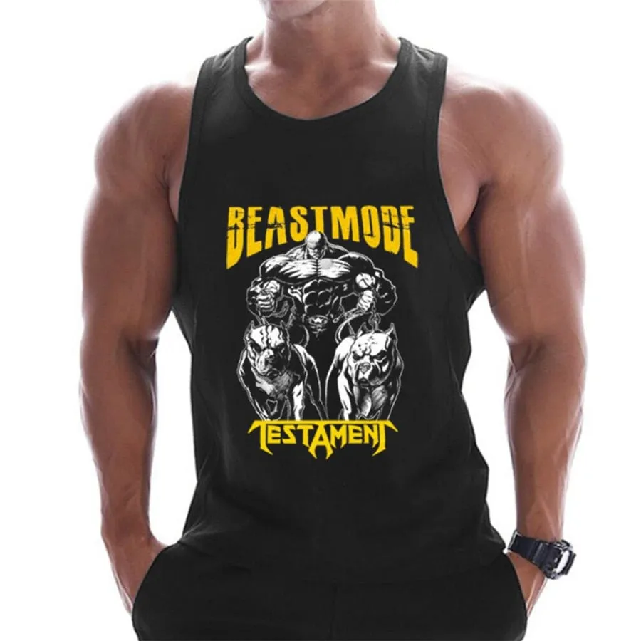 Casual Printed Men Bodybuilding Sleeveless Shirt  Summer