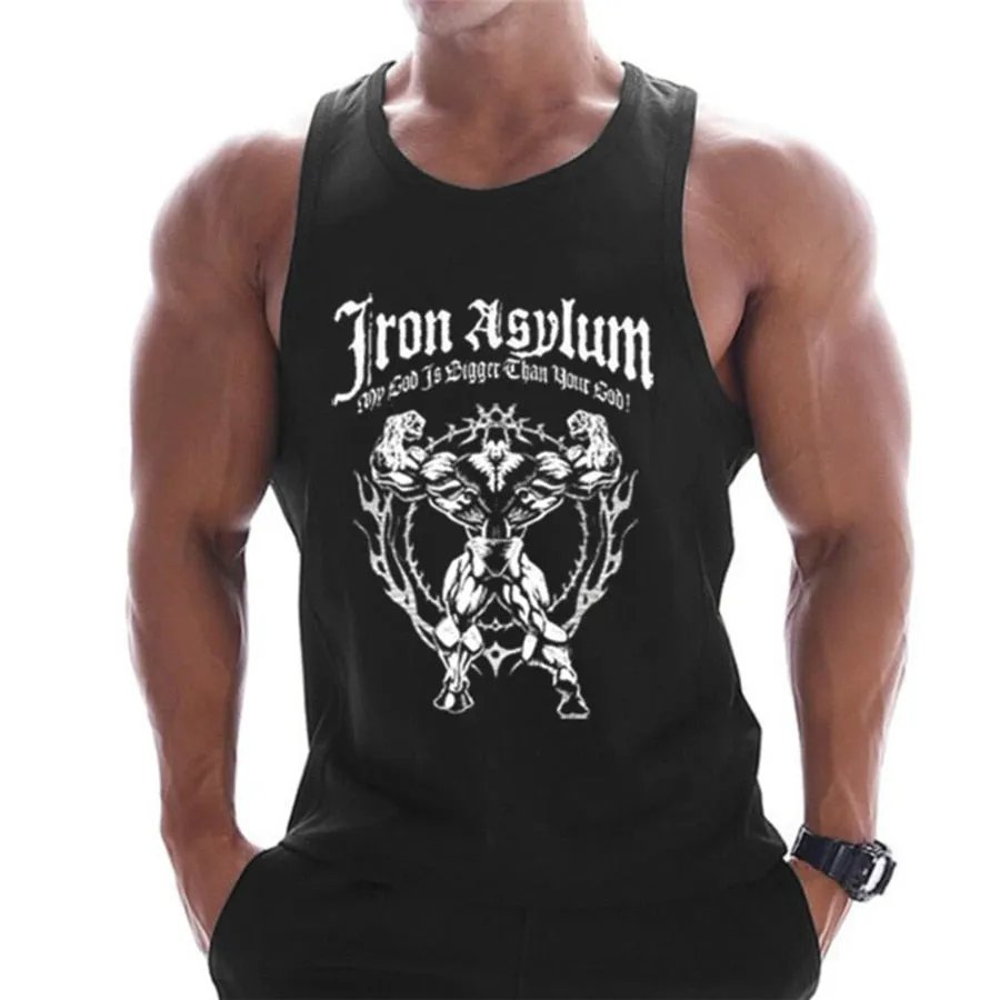 Casual Printed Men Bodybuilding Sleeveless Shirt  Summer